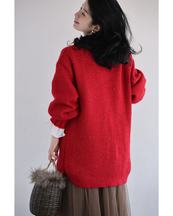 動くたびキラキラ瞬くスパンコールニットチュニック