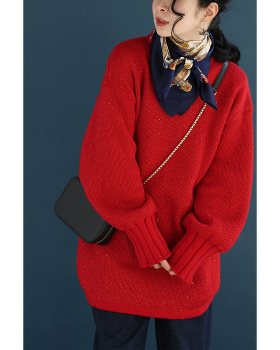 動くたびキラキラ瞬くスパンコールニットチュニック