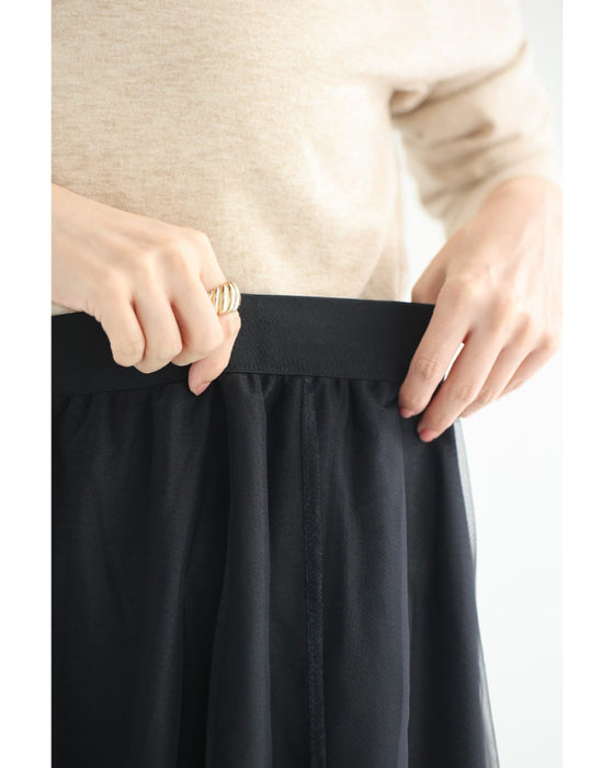 印象変わる花とビジューのリバーシブルチュールスカート