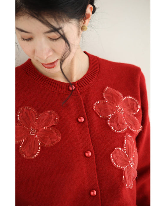 チュールのお花咲くおめかしカーディガン