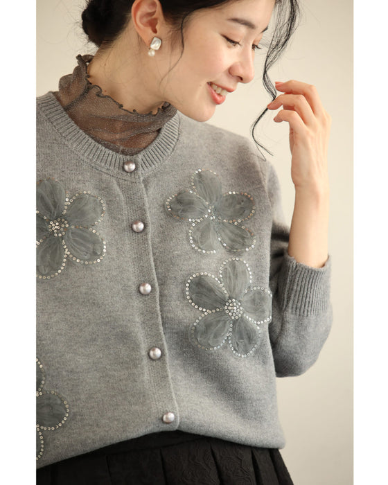 チュールのお花咲くおめかしカーディガン