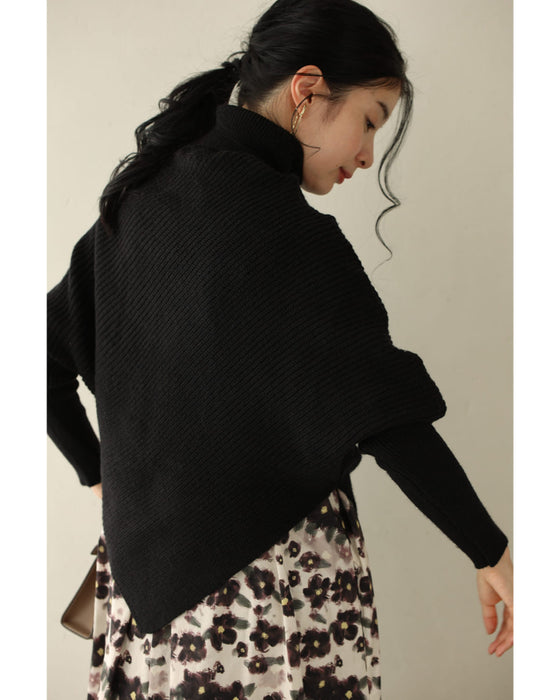 アンバランスな変形ドルマンニットプルオーバートップス