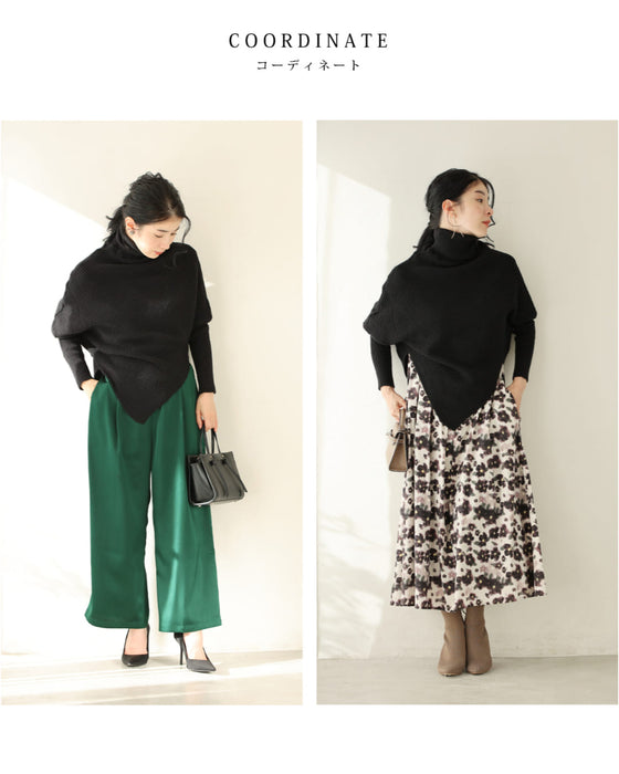 アンバランスな変形ドルマンニットプルオーバートップス