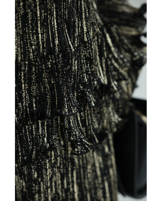 【予約商品】光のライン流れるアコーディオンプリーツミディアムワンピース(ベルト付き)