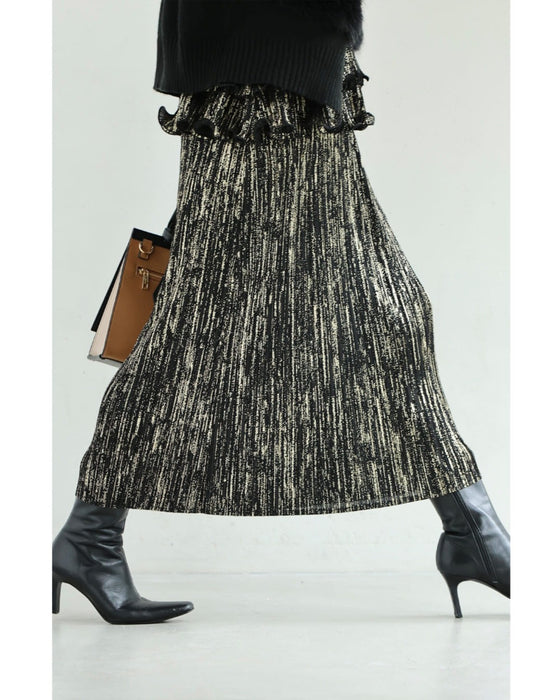 【予約商品】光のライン流れるアコーディオンプリーツミディアムワンピース(ベルト付き)