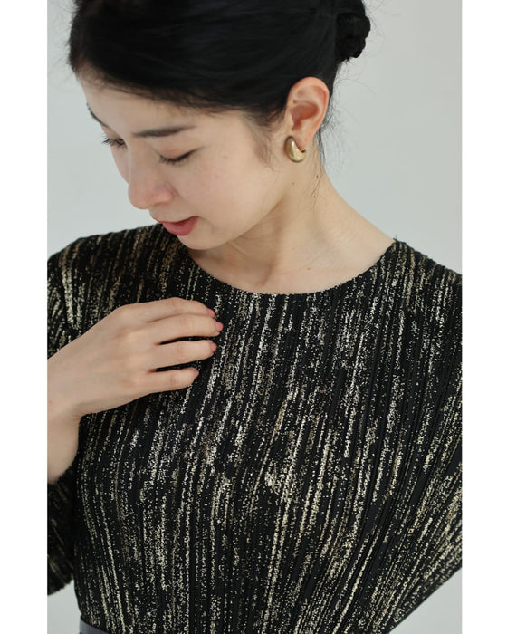 【予約商品】光のライン流れるアコーディオンプリーツミディアムワンピース(ベルト付き)