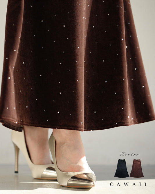 星降る夜のベロアロングスカート
