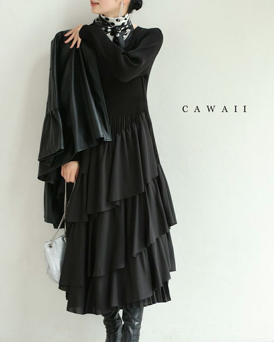 【予約商品】重なるフレア揺らめくミディアムワンピース