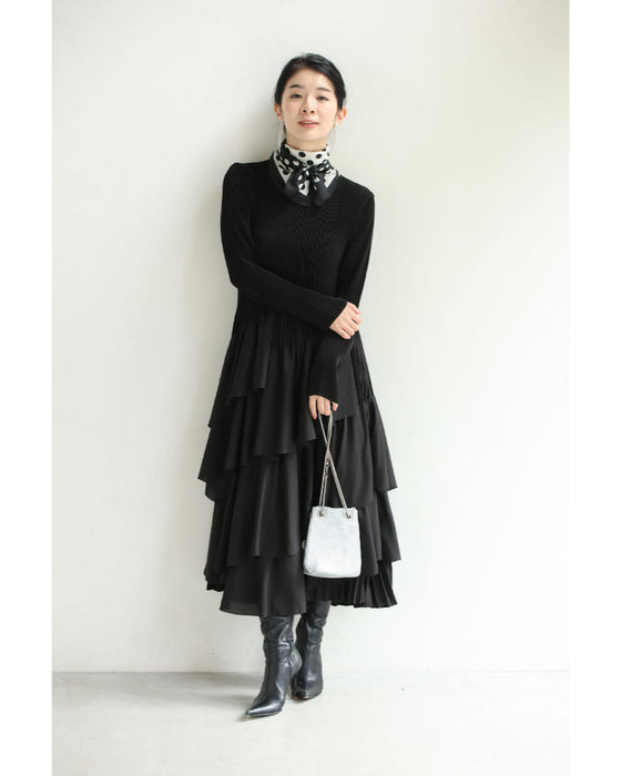 【予約商品】重なるフレア揺らめくミディアムワンピース