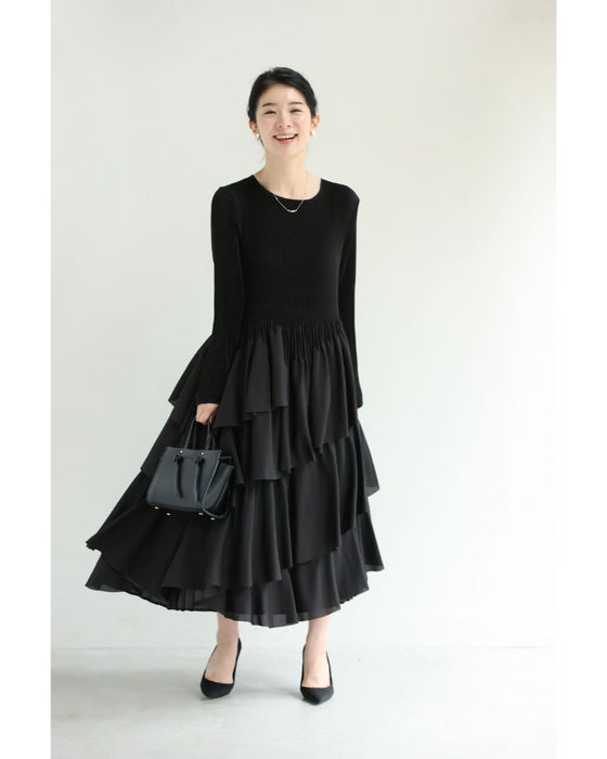 【予約商品】重なるフレア揺らめくミディアムワンピース