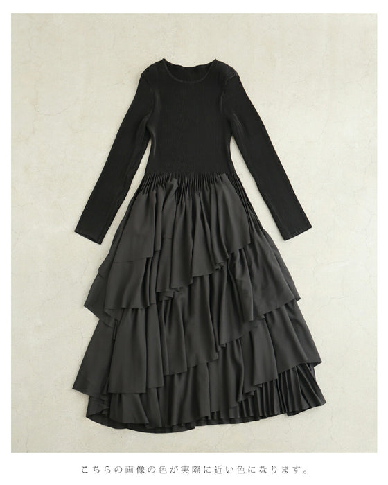 【予約商品】重なるフレア揺らめくミディアムワンピース