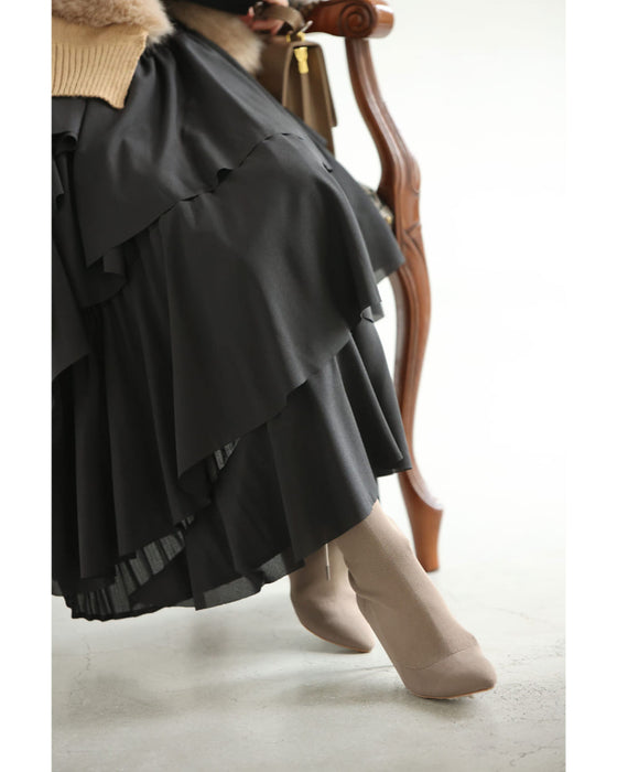 【予約商品】重なるフレア揺らめくミディアムワンピース