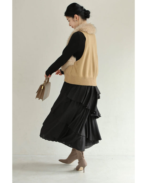 【予約商品】重なるフレア揺らめくミディアムワンピース