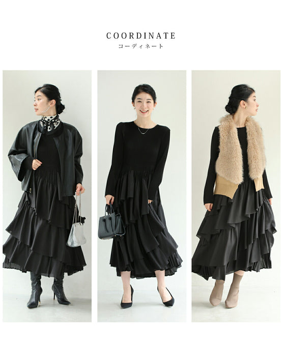 【予約商品】重なるフレア揺らめくミディアムワンピース