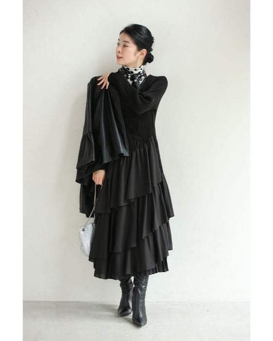 【予約商品】重なるフレア揺らめくミディアムワンピース