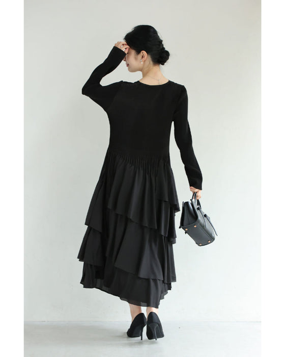 【予約商品】重なるフレア揺らめくミディアムワンピース