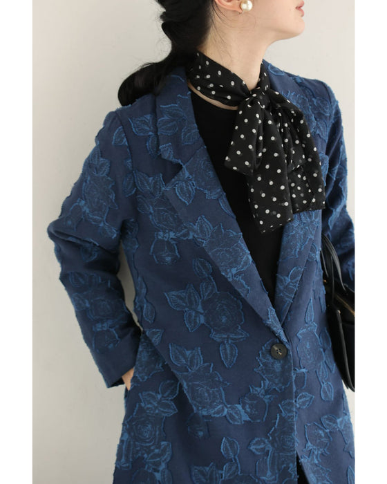 ブルーローズのジャガードロングコート（ベルト付き）