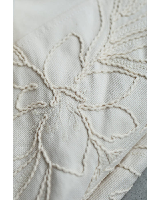 線画の花が浮かぶフード付きブルゾン