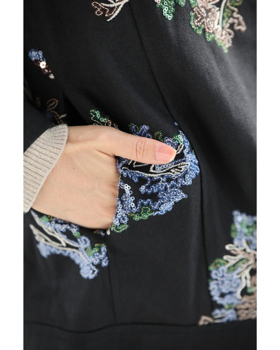 スパンコール煌めくシノワズリな花柄ジャケット