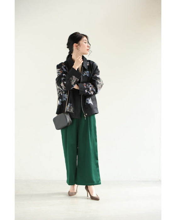 スパンコール煌めくシノワズリな花柄ジャケット