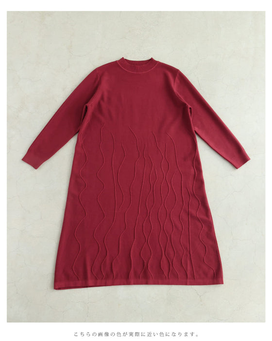 【予約商品】ラインが浮かぶ街映えカラーニットミディアムワンピース