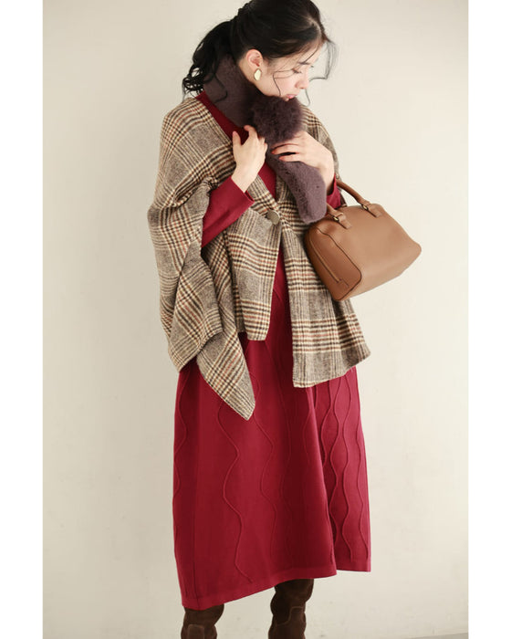 【予約商品】ラインが浮かぶ街映えカラーニットミディアムワンピース