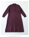 深まるボルドーのレース合わせニットミディアムワンピース