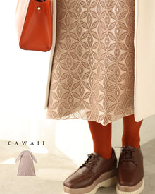  雪の結晶レース重なるニットロングワンピース