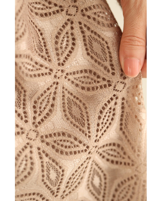 雪の結晶レース重なるニットロングワンピース