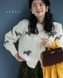  お散歩わんちゃんのもっちりニットカーディガン