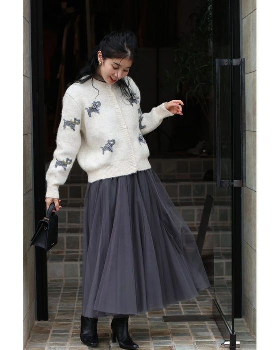 お散歩わんちゃんのもっちりニットカーディガン