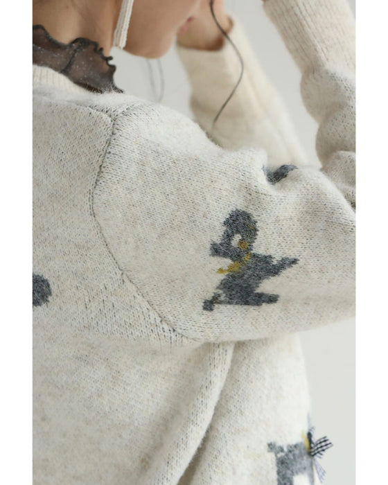 お散歩わんちゃんのもっちりニットカーディガン