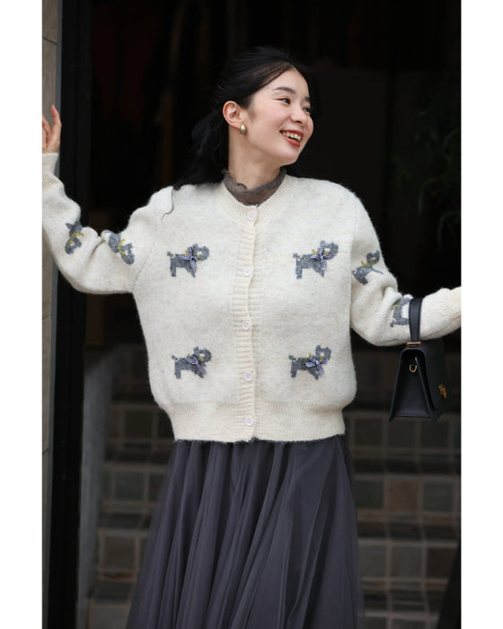 お散歩わんちゃんのもっちりニットカーディガン