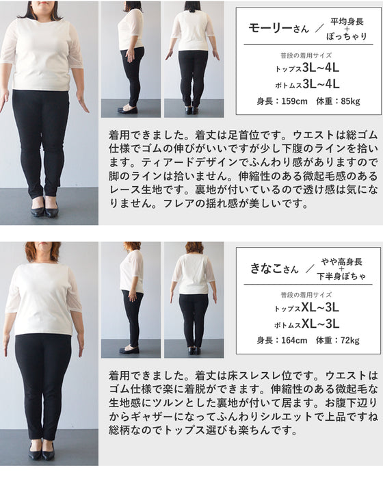 たっぷり広がる起毛花レースロングスカート