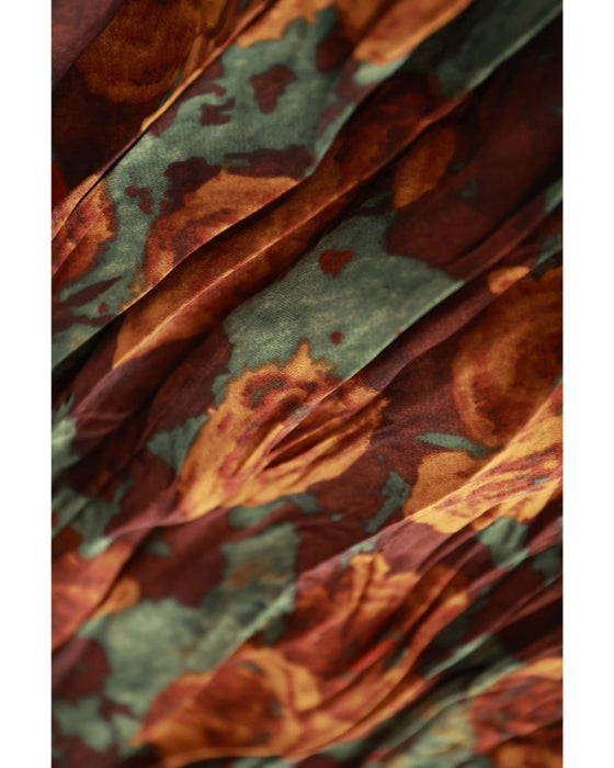 くしゅっと可愛いクリンクル加工の花柄ロングスカート