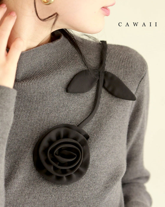 【予約商品】私に寄り添う1輪の花リブカットソートップス