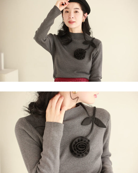 【予約商品】私に寄り添う1輪の花リブカットソートップス