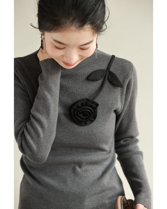 【予約商品】私に寄り添う1輪の花リブカットソートップス