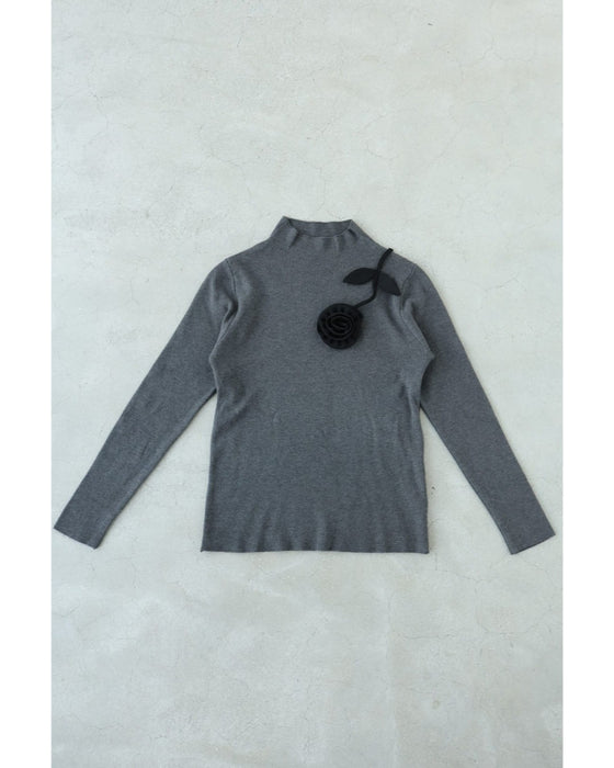 【予約商品】私に寄り添う1輪の花リブカットソートップス