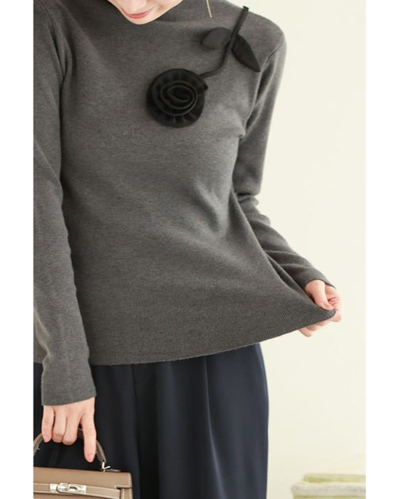 【予約商品】私に寄り添う1輪の花リブカットソートップス