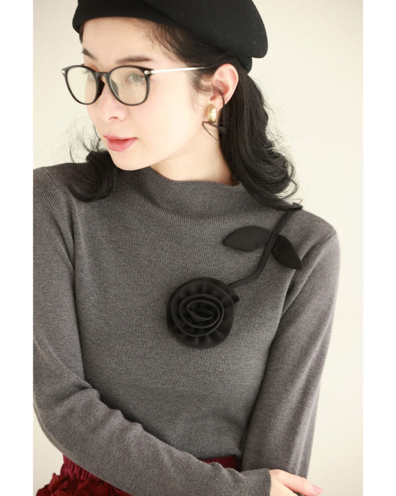 【予約商品】私に寄り添う1輪の花リブカットソートップス