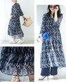 揺らめく花のシフォンワンピース