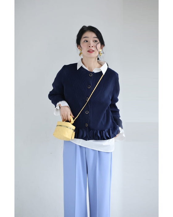 【予約商品】花びら裾のプリーツカーディガンとワンピース2点セット【set】