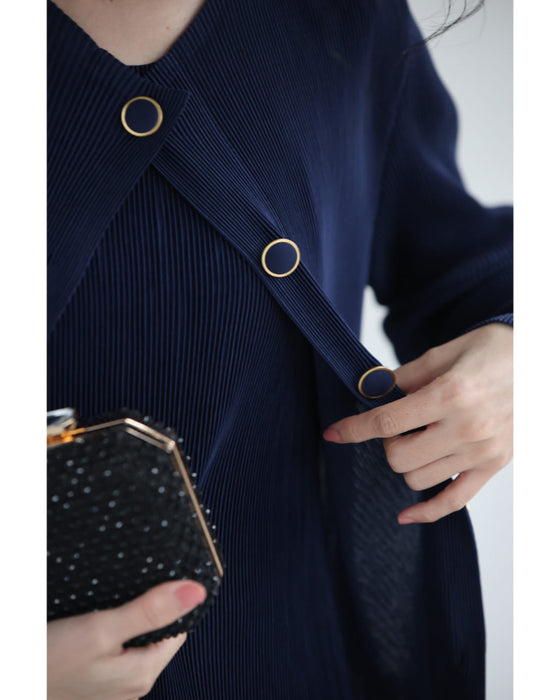 【予約商品】花びら裾のプリーツカーディガンとワンピース2点セット【set】