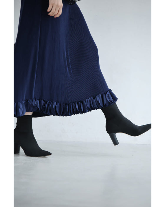 【予約商品】花びら裾のプリーツカーディガンとワンピース2点セット【set】