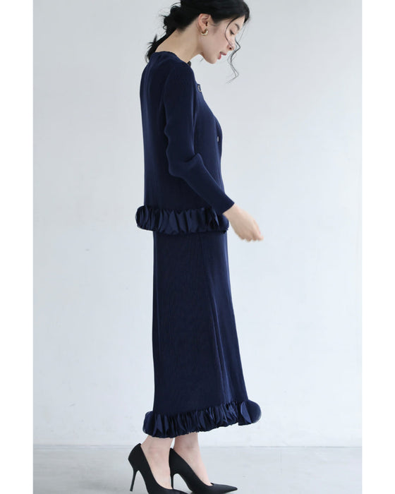 花びら裾のプリーツカーディガンとワンピース2点セット【set】 – ONE