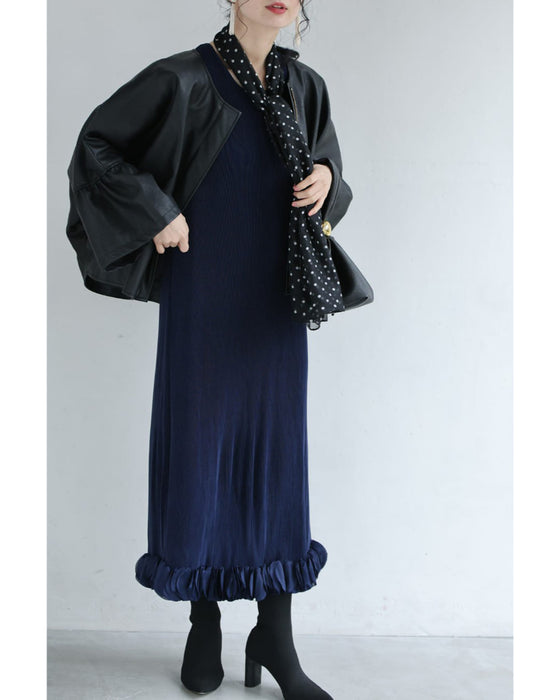 花びら裾のプリーツカーディガンとワンピース2点セット【set】 – ONE