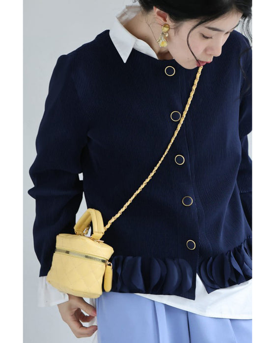 【予約商品】花びら裾のプリーツカーディガンとワンピース2点セット【set】