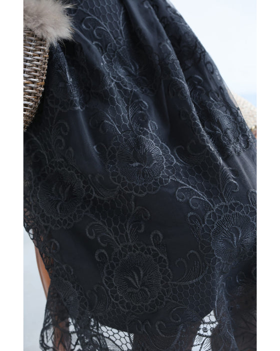 ビジューラインが輝くレースベールミディアムワンピース