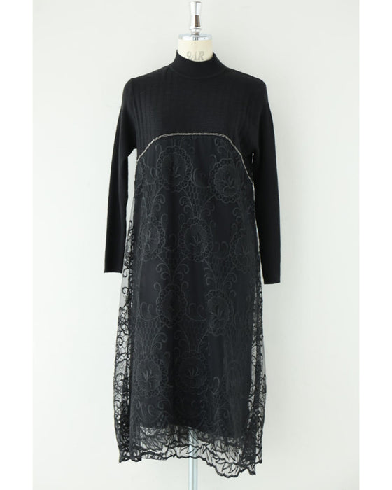 ビジューラインが輝くレースベールミディアムワンピース